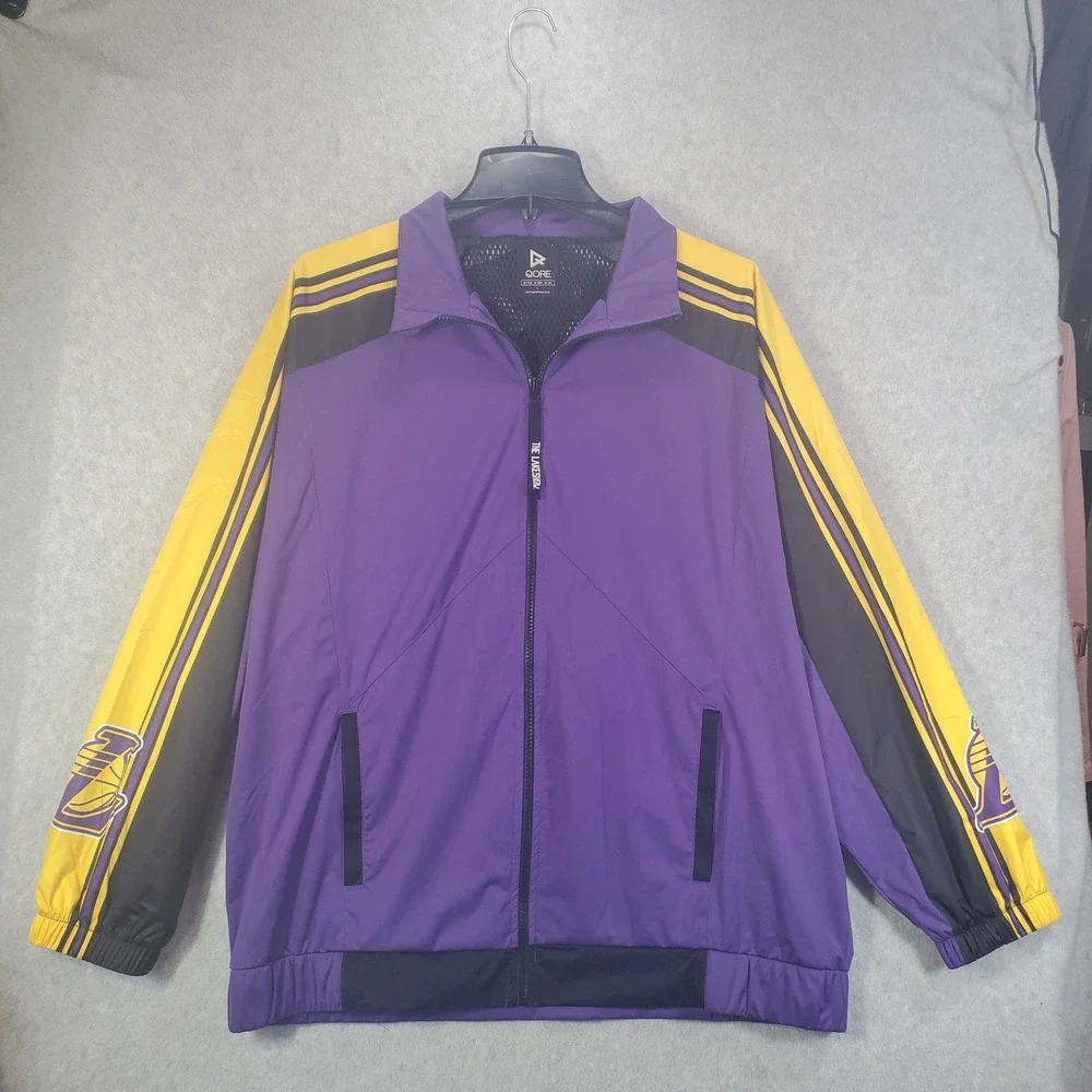 Los Angeles Lakers Jacket Womens Large NBA Basketball Windbreaker Qore